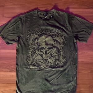 Hot Topic Olive Skull Graphic Tee